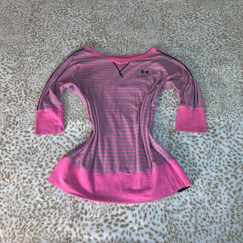 Under Armour Striped Shirt Pink Gray